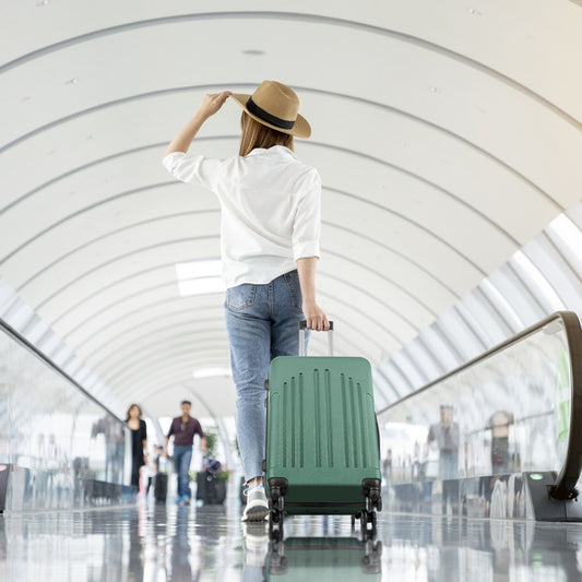 Maleta cuatro en uno con rayas verticales