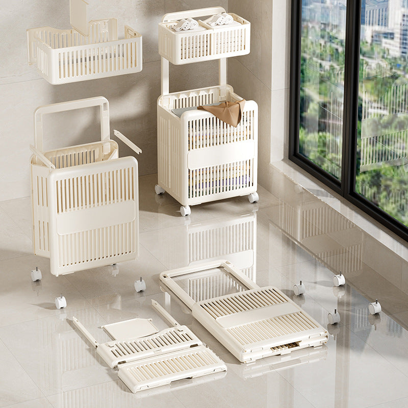 Household Toilet Laundry Baskets Double-layer Large Capacity Foldable Laundry Basket