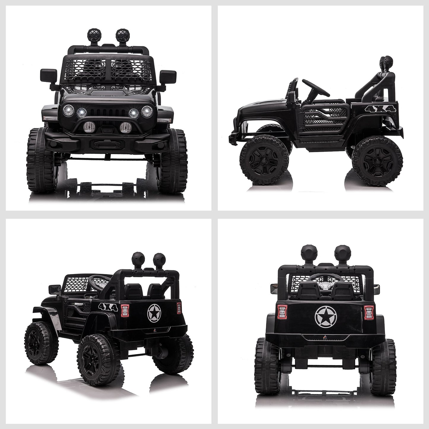 12V Battery Powered Kids Ride On Car Off Road Truck Toy w/ Parent Remote, Black