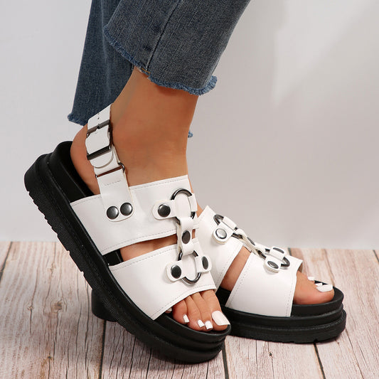 New Rivet Sports Sandals Women Fashion Summer Thick Bottom Buckle Beach Shoes