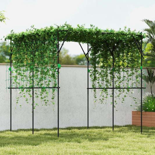 Garden Arch Trellis, 7.3 FT Tall Metal Plant Trellis Support with Climbing Net, Cucumber Trellis for Vegetables, Black
