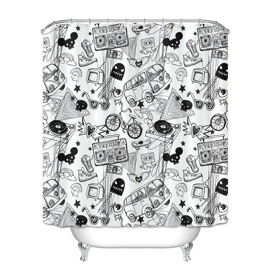 Retro Style Waterproof Shower Curtain American Shower Curtain New Polyester Partition Curtain Bathroom Curtain