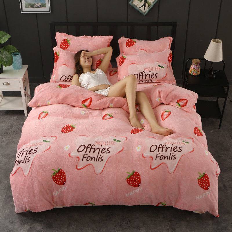 Winter Double-sided Fleece Thickened Warm Coral Quilt Cover Single Piece