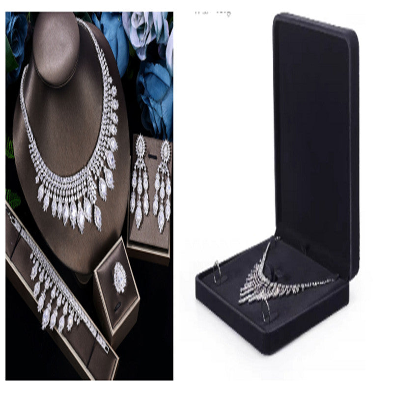 Bridal Set 3A Zircon Necklace Earring Ring Four-piece Set