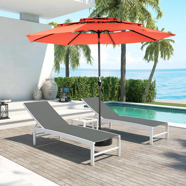 Aluminium 10ft 3 Tier Auto-tilt Umbrella ,Outdoor Patio Umbrella - Market Table Pool Deck Umbrella  Base Not Included    -  Orange