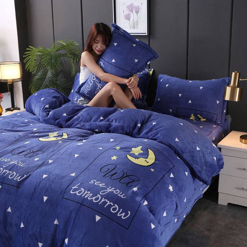 Winter Double-sided Fleece Thickened Warm Coral Quilt Cover Single Piece