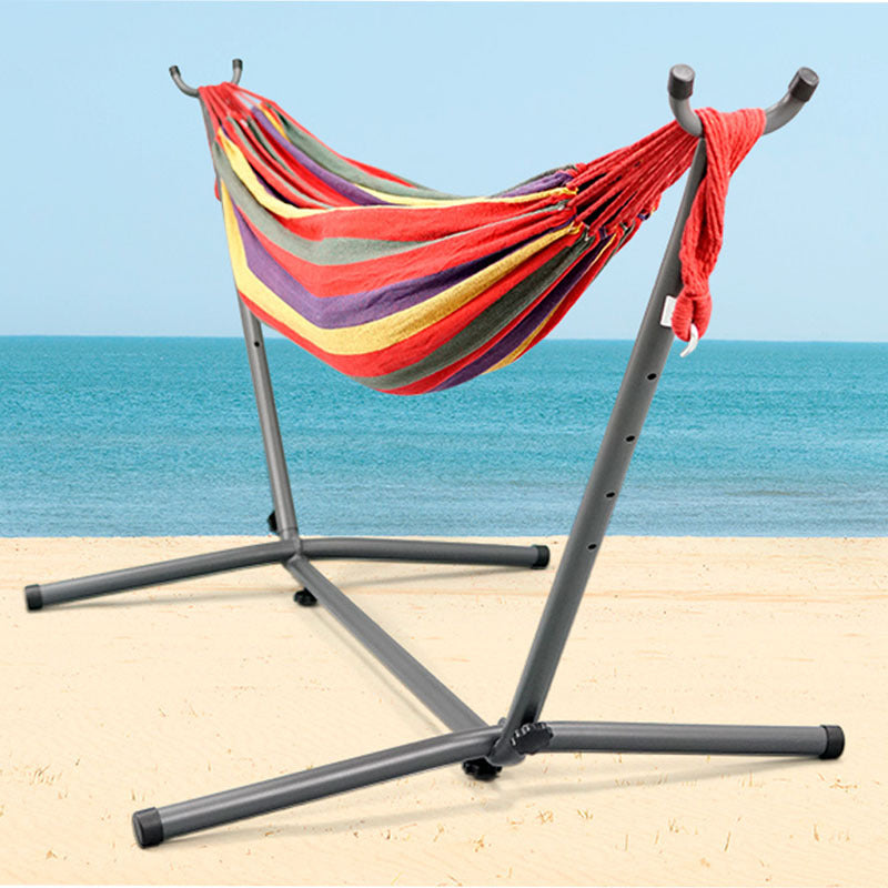 Outdoor Camping Double Iron Shelf Indoor Household Horn Hammock
