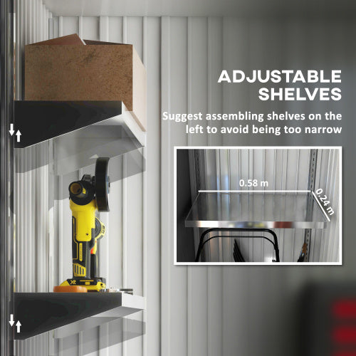 Outsunny Metal Garden Shed, Outdoor Lean-to Shed For Tool Motor Bike, With Adjustable Shelf, Lock, Gloves, 5x3x6  Dark Grey