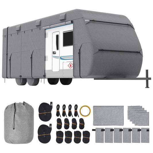 Wohnwagen-Schutzhülle Für 6,7-7,3 M Wohnwagen, Wohnwagenabdeckung Aus Vliesstoff Wasserdicht Winddicht Sonnenbeständig, Universal-Wohnwagenhülle Mit Aufbewahrungstasche Reparaturflicken Gurten