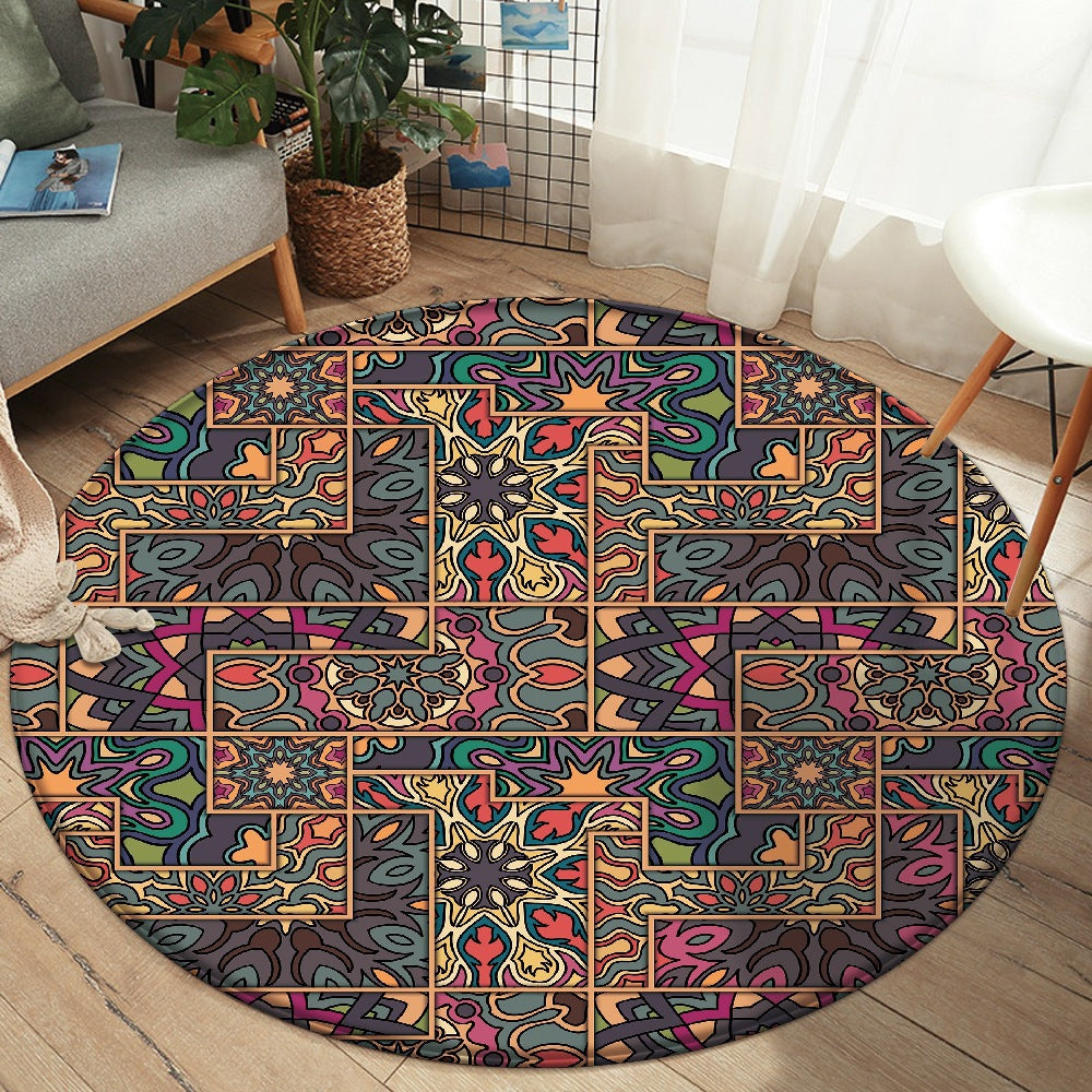 Flannel Carpet Mandala Printed Round