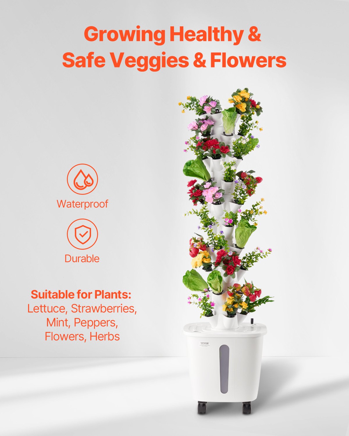 Hydroponic Growing System With Wheel 50 Pods Indoor Hydroponic Tower Garden