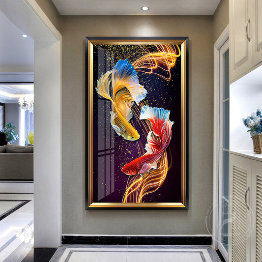 Double koi fish living room entrance 5d diamond painting