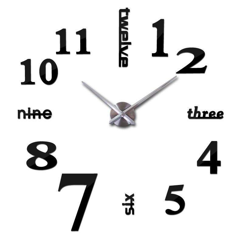 Creative acrylic mirror wall clock DIY stereo hanging