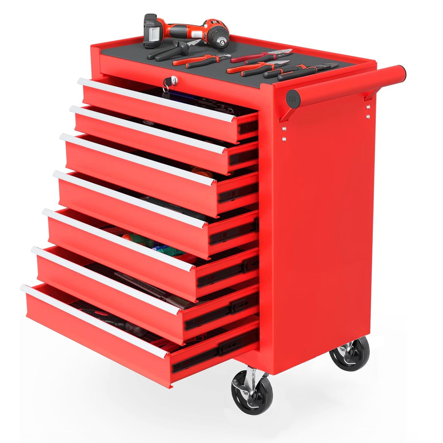 Rolling Tool Chest With 7 Drawer Tool Box With Wheels Multifunctional Tool Cart Mechanic Tool Storage Cabinet For Garage, Warehouse, Workshop, Repair Shop