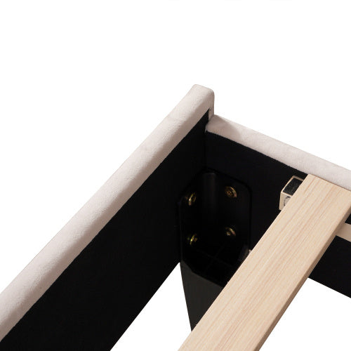 Linen Material With Metal Frame Bed Frame