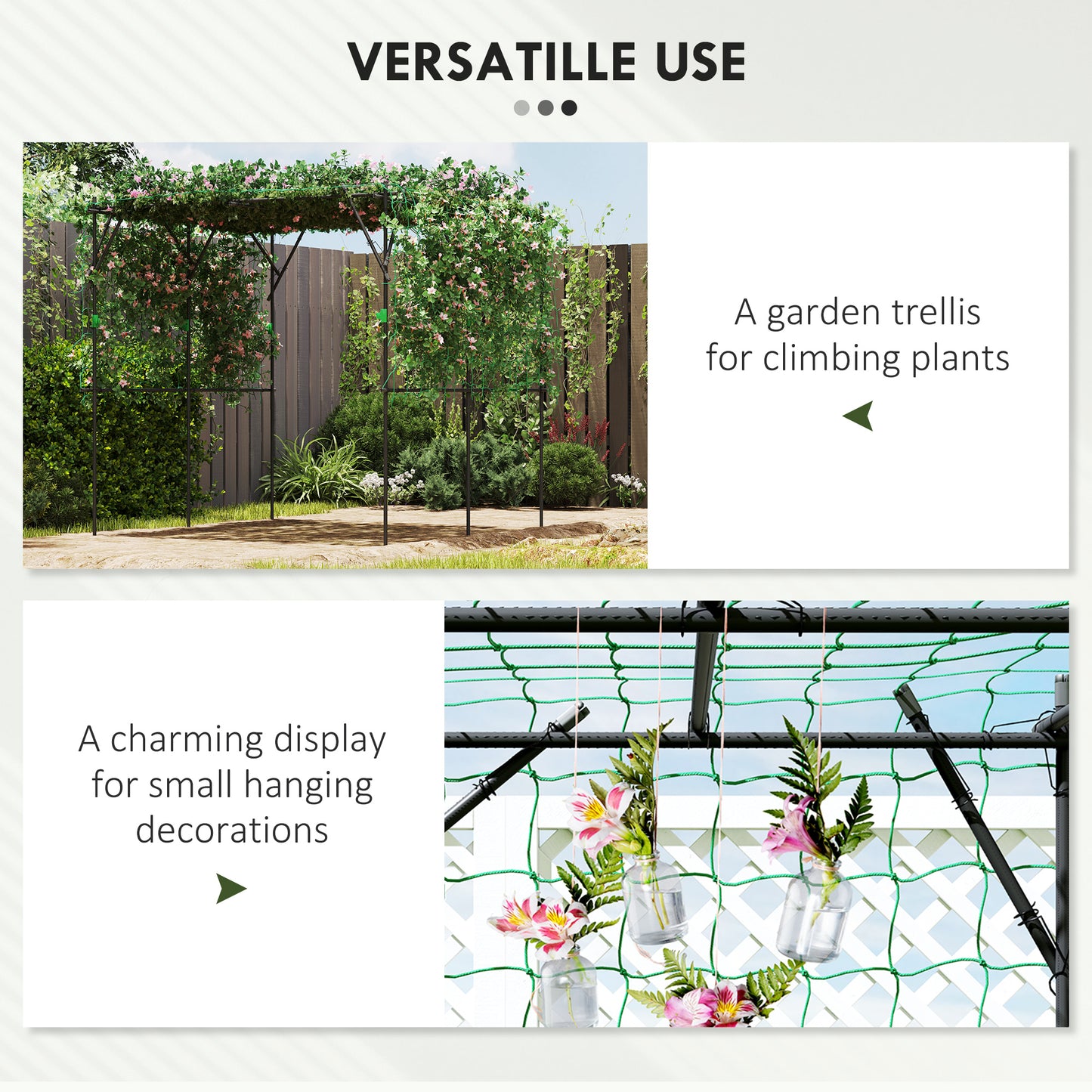 Garden Arch Trellis, 7.3 FT Tall Metal Plant Trellis Support with Climbing Net, Cucumber Trellis for Vegetables, Black