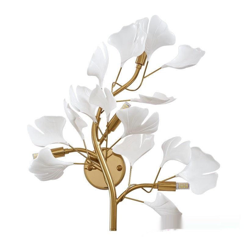 Ginkgo Leaf Wall Lamp Light Luxury Living Room Sofa Wall Light Bulb
