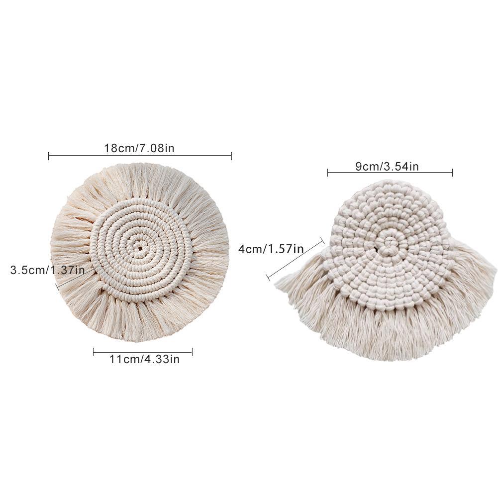 Pure Hand-woven Nordic Style Cotton Rope Tassel Round Square Heart-shaped Non-slip Heat-insulating Bowl Mat Placemat Coaster