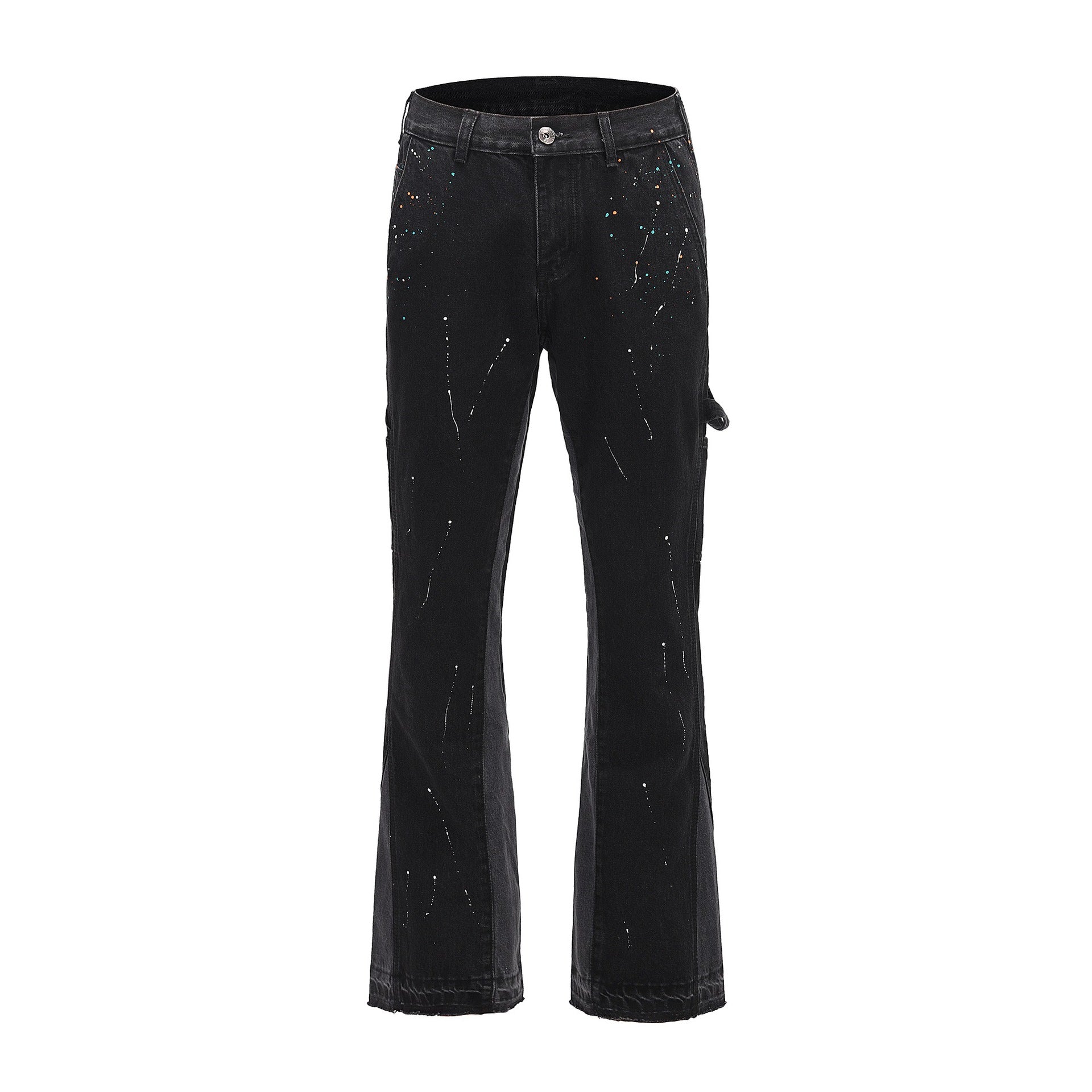 European And American High Street Style Retro Gallery Dept With The Same Structure Stitching Flared Pants Ink Streamer Jeans Men