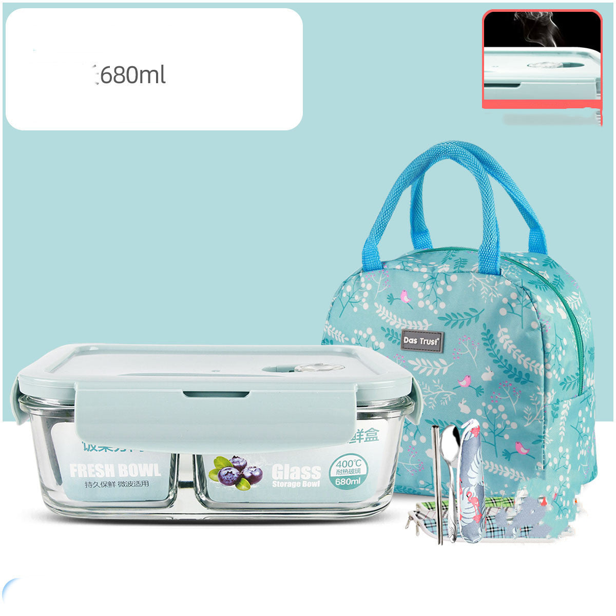 Microwaveable Glass Lunch Box For Office Workers