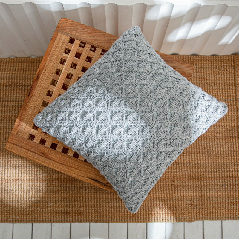 Nordic Ins Knitted Pillowcase Lingge Hole Solid Color Acrylic Home Soft Sofa Pillowcase Rolls