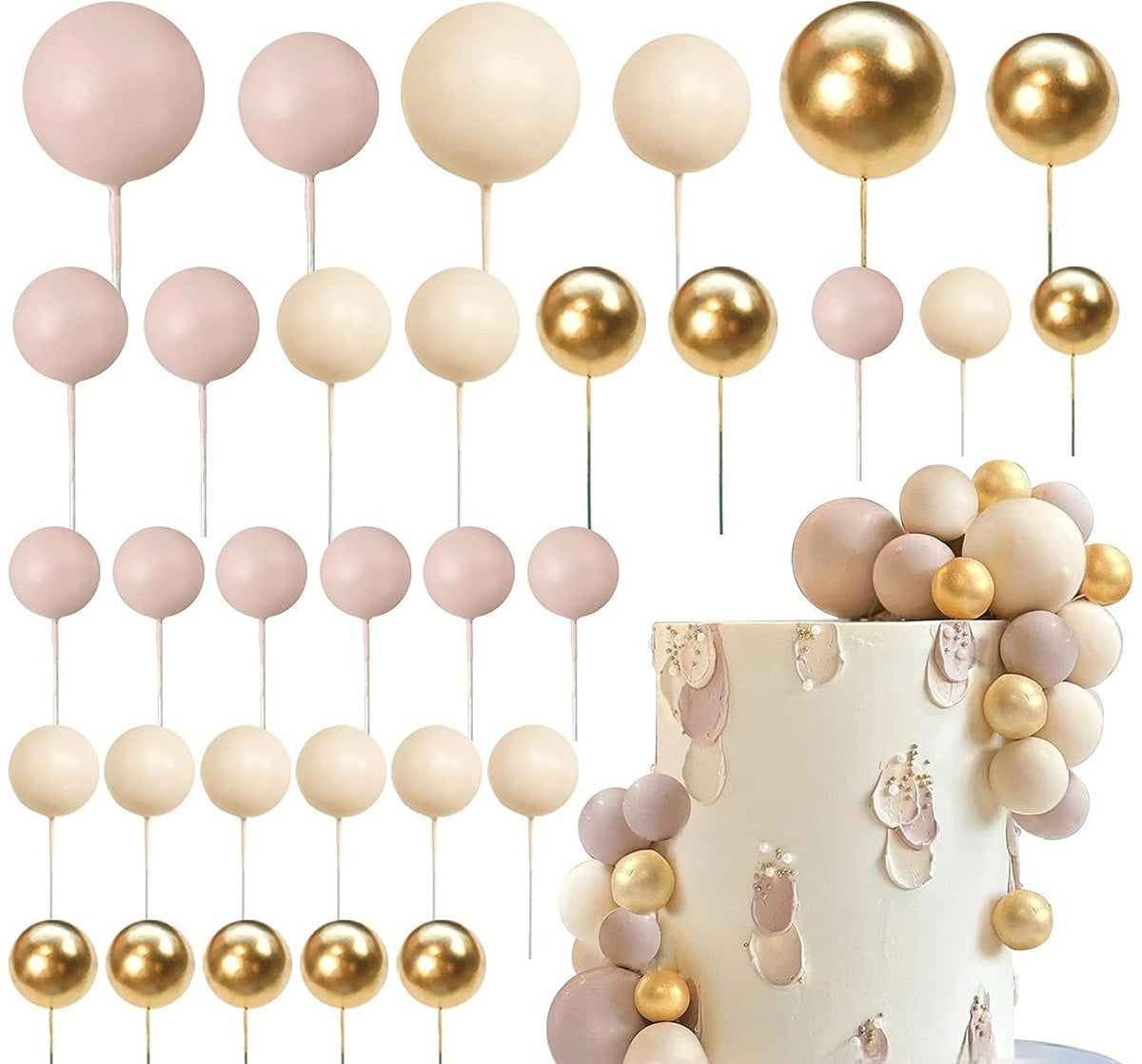 32 Pcsset Colorful Foam Ball Birthday Cake Decoration Multi-style Plug-in