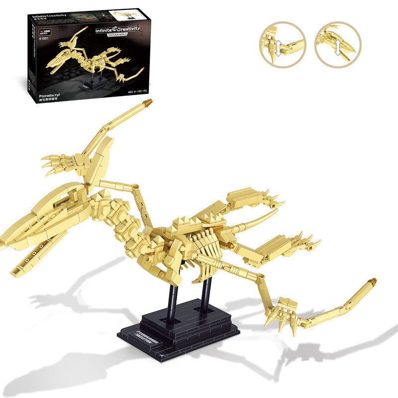 Dinosaur Skeleton Model Blocks Intelligence Assembled Small Particle Toy