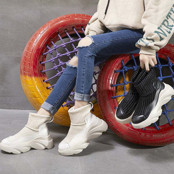 Sock Boots mit Stretch-Plateau
