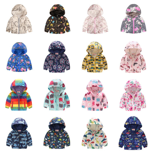 Spring and Autumn Thin Hooded Baby Cute  Zipper Sweater Children's Jacket