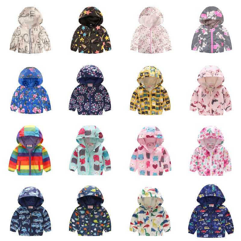 Spring and Autumn Thin Hooded Baby Cute  Zipper Sweater Children's Jacket