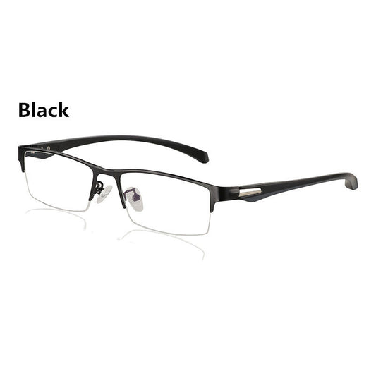 Finished Myopia Sunglasses, Color-Changing Half-Frame Business Fashion Metal Glasses