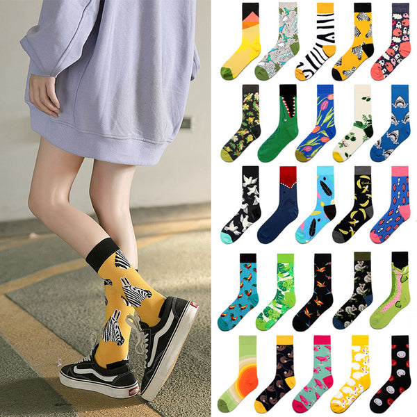 Vintage Green And Yellow Long Tube Flower Socks