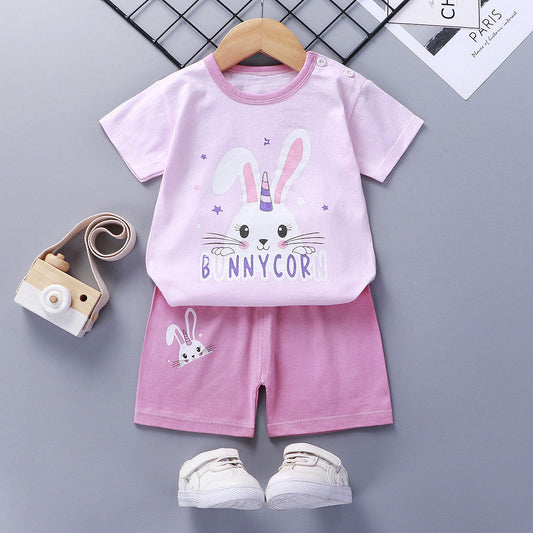 Children'S Short-Sleeved Suit Cotton Baby Summer Baby Clothes
