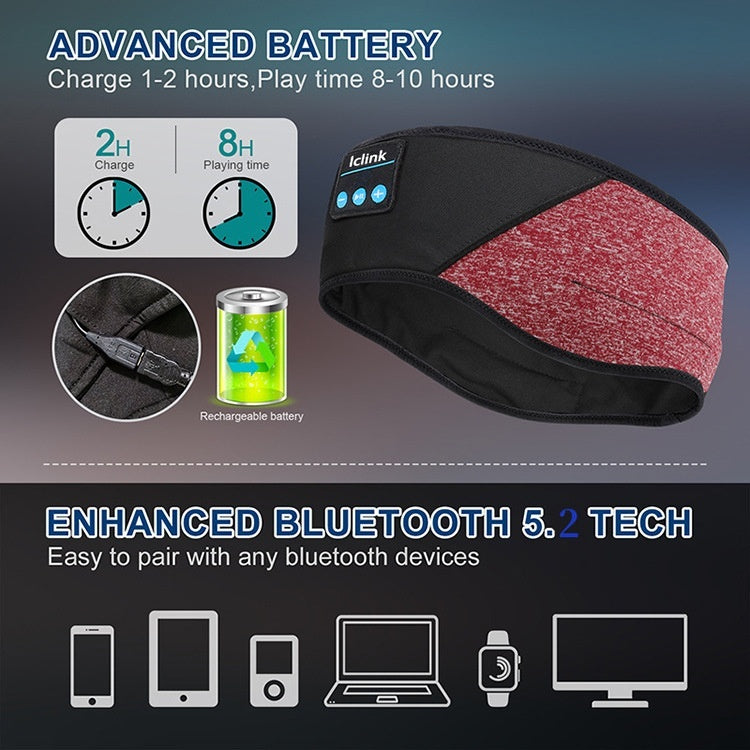Wireless Bluetooth Sports Headband Running Fitness Music Bandeau Headscarf Removable Cleaning Nap Eye Mask
