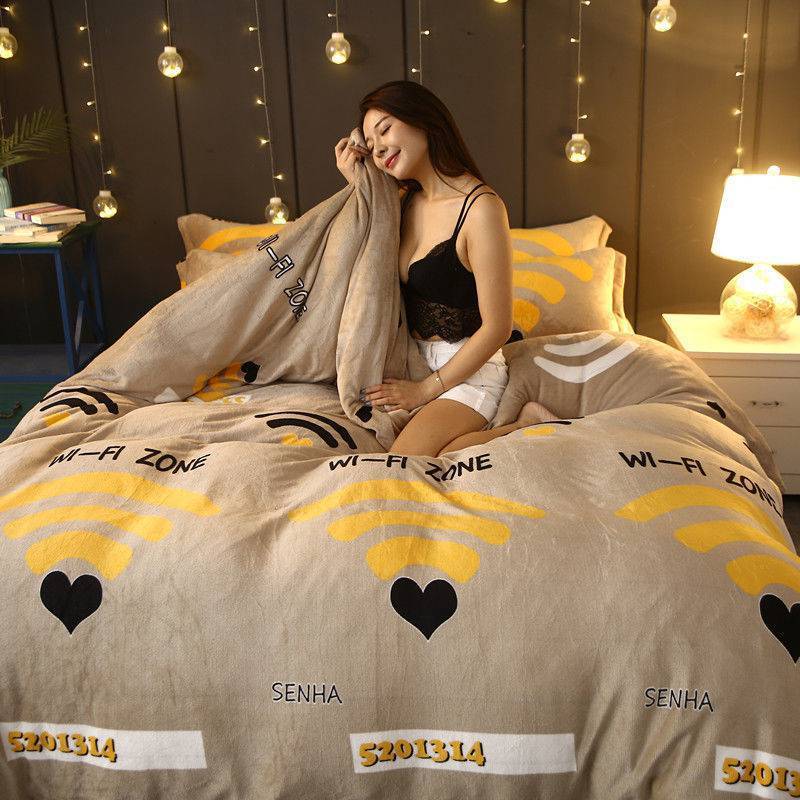 Winter Double-sided Fleece Thickened Warm Coral Quilt Cover Single Piece