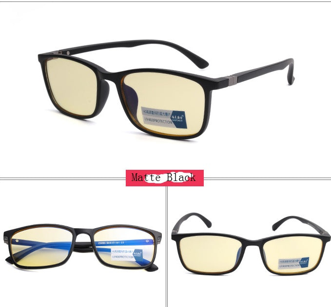 New anti-blue glasses tr90  light men's box flat light anti-radiation glasses esports game glasses