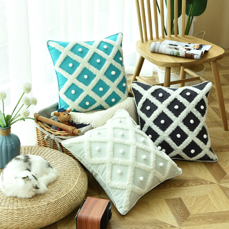 Cross-border For Amazon Nordic Creative Home Ball Ball Pillow Tufted Moroccan Pillow Simple Cushion Pillowcase