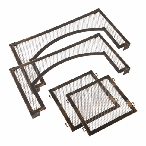 37 Inch Rectangular Metal Outdoor Wood Burning Fireplace - Outdoor Fireplace With Built-in Log Storage & Brush Stick For Log Burner Fire Pit In Patio Garden & Backyard