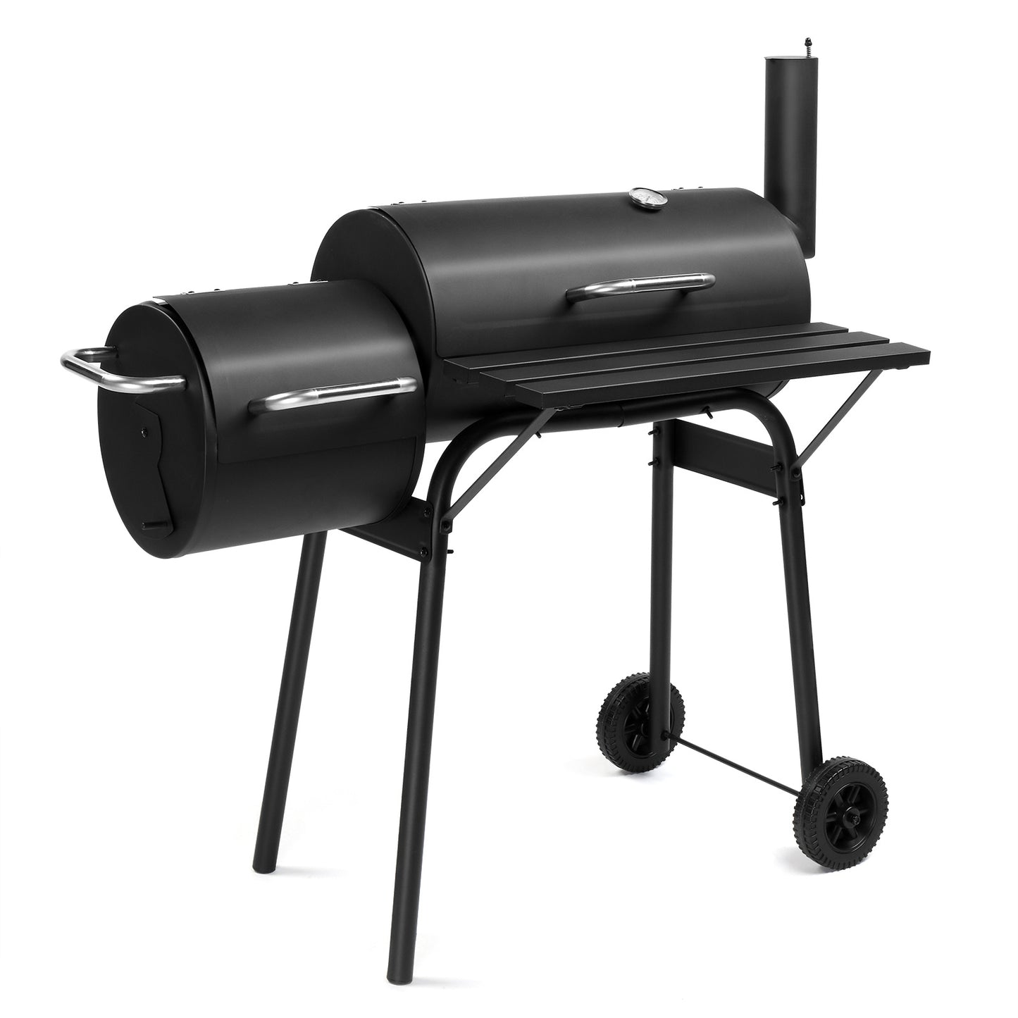 111x54x93cm Black, Double Cylinder, Wheeled, Smoked, Charcoal Grill
