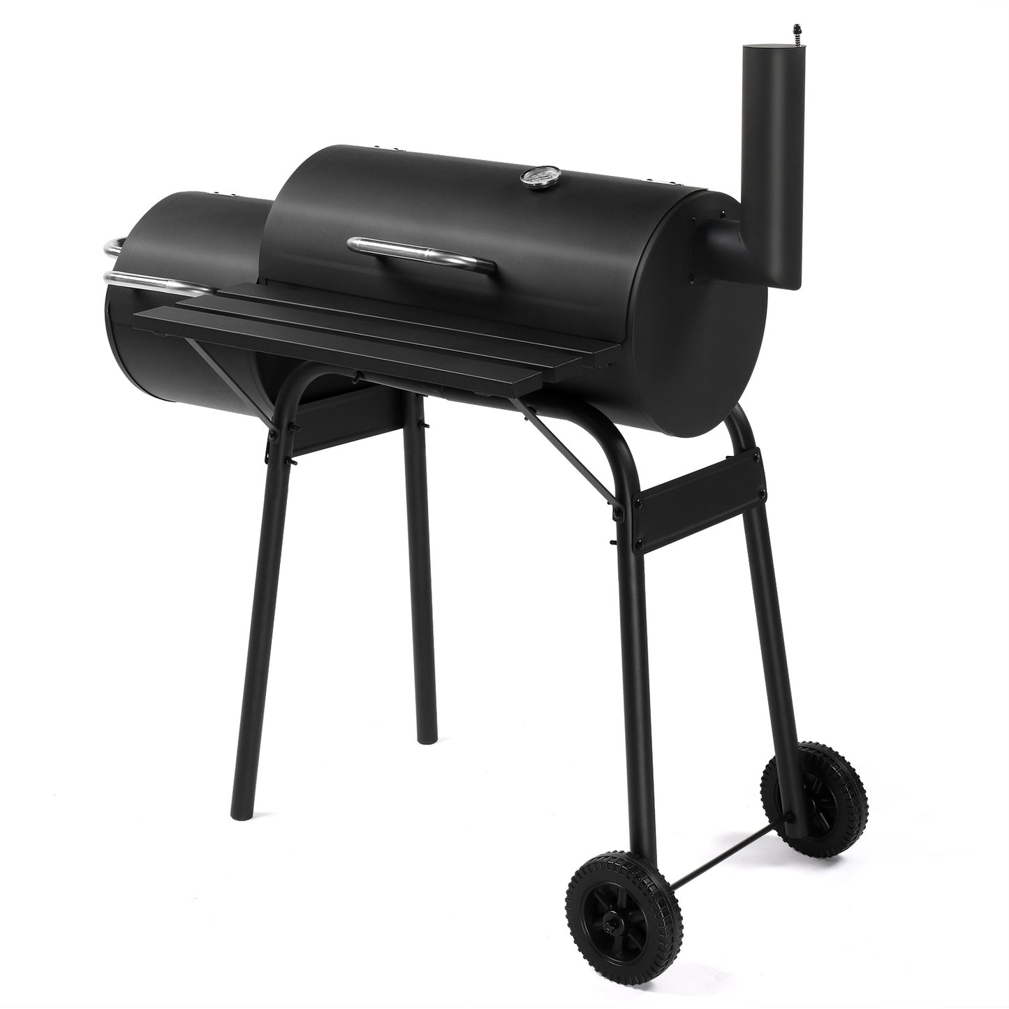 111x54x93cm Black, Double Cylinder, Wheeled, Smoked, Charcoal Grill