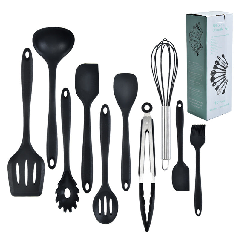 All-inclusive Silicone Kitchen Utensils 10-piece Set Kitchen Utensils Integrated Cooking Spatula Spoon