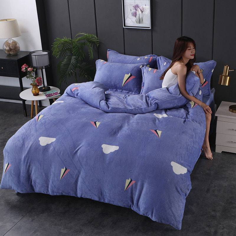 Winter Double-sided Fleece Thickened Warm Coral Quilt Cover Single Piece