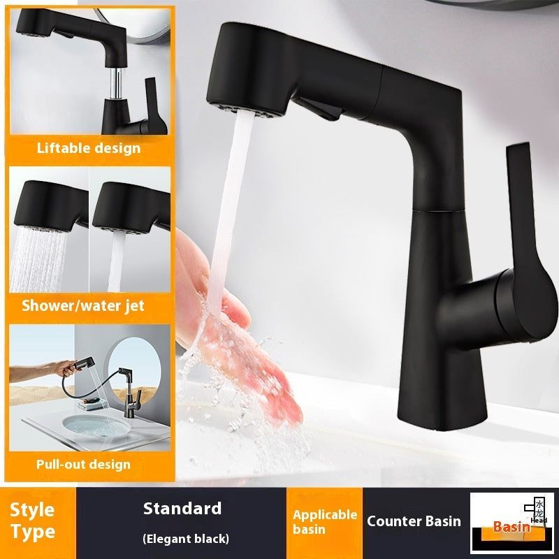 Washbasin Pull-out Faucet Lifting Bathroom Table Hot And Cold