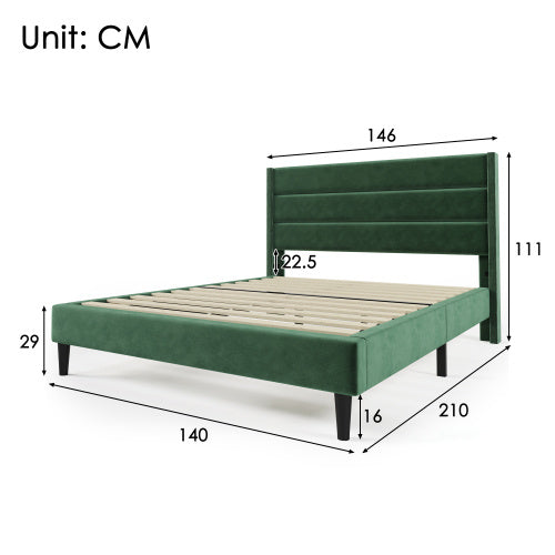Linen Bed Frame With Slatted Frame