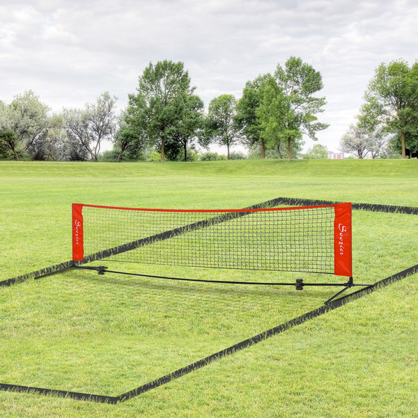 10ft Portable Soccer Tennis/Pickleball/Badminton/Mini Tennis Net w/ Sideline for Training with Included Storage Bag, Red