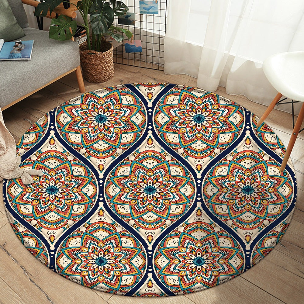 Flannel Carpet Mandala Printed Round