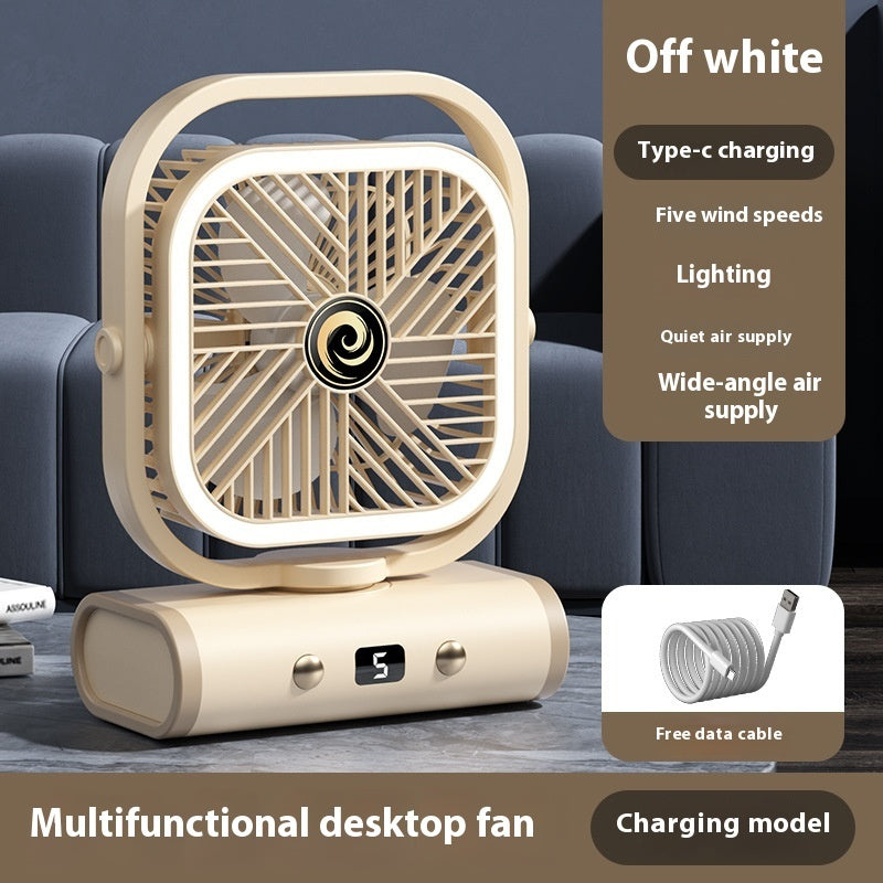 Shaking Head Desktop Fan Rechargeable Long Endurance Portable Little Fan