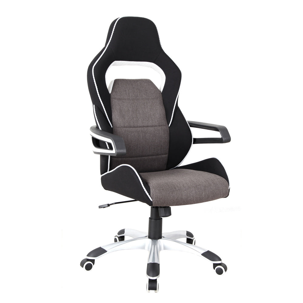 Techni Mobili Ergonomic Upholstered Racing Style Home &amp; Office Chair, Grey/Black