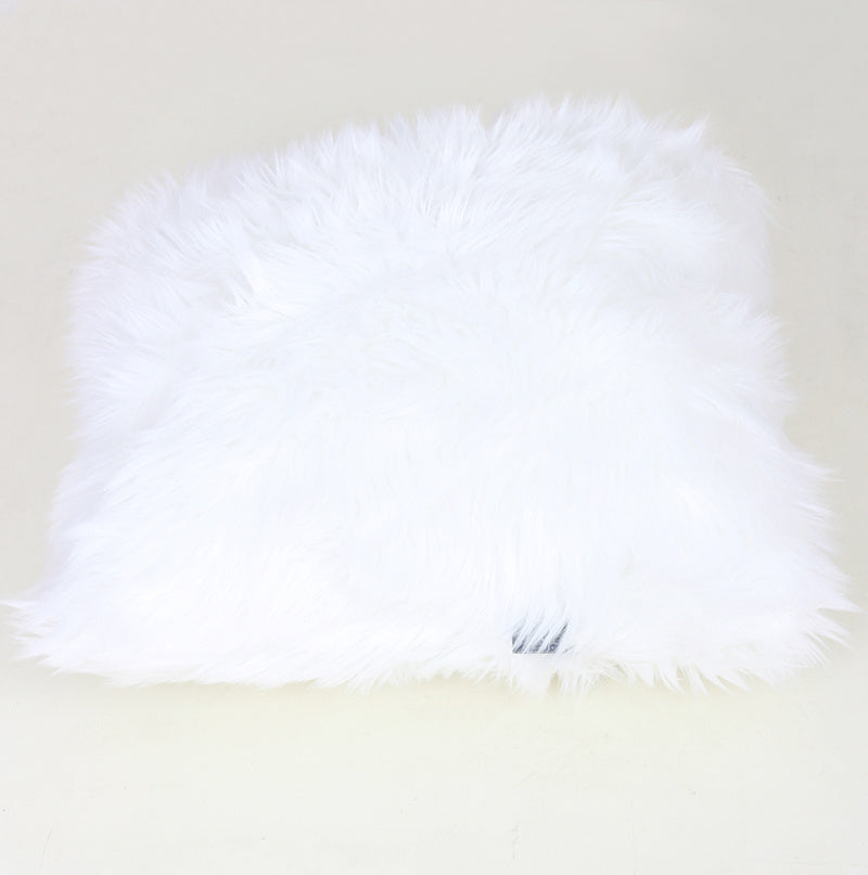 &quot;Luxury Decorative&quot; Faux Fur Pillow in White (18-in x 18-in)