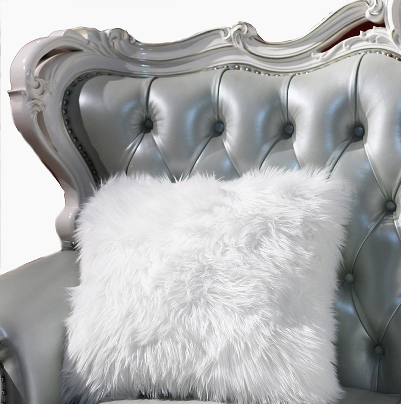 &quot;Luxury Decorative&quot; Faux Fur Pillow in White (18-in x 18-in)